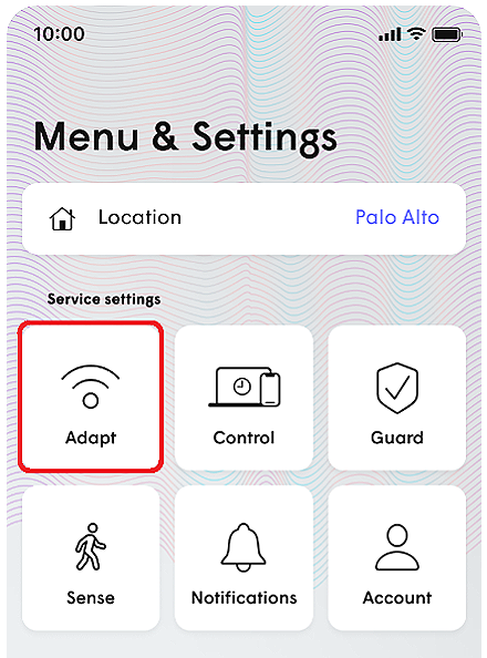 Setting page with red outline around Adapt