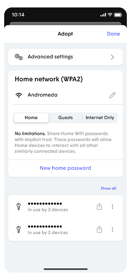 Setting page with red outline around Adapt