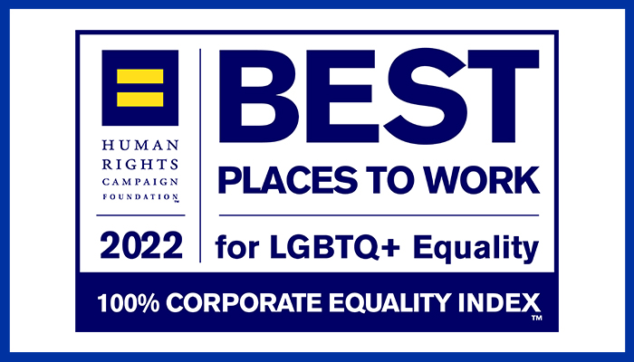 Best Places to Work for LGBTQ+ Equality 100% Coporate Equalitry Index for LGBT+ Equality