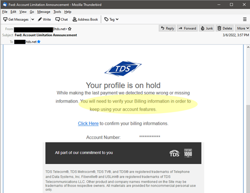 A company you do business with is asking for information