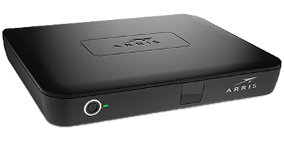 Black box with power button and Arris logo